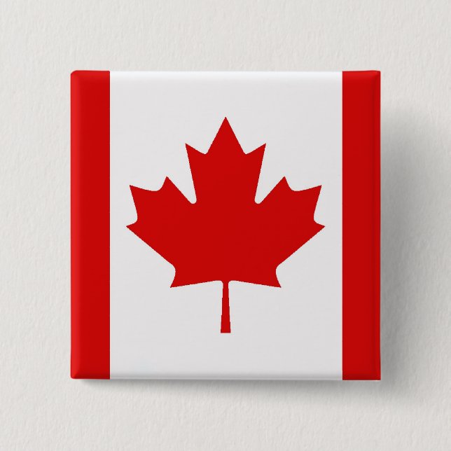 Bóton Quadrado 5.08cm Bandeira do Maple Leaf do Canadá (Frente)