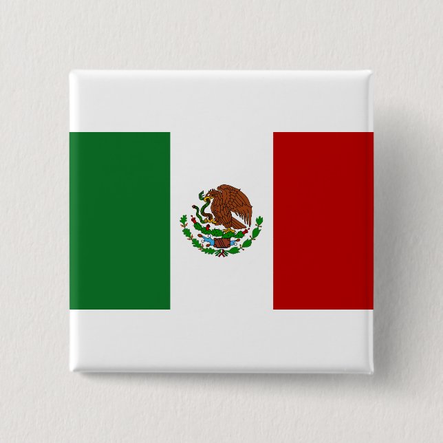 Bóton Quadrado 5.08cm Bandeira do México (Frente)