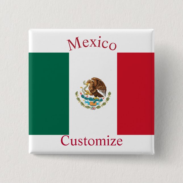 Bóton Quadrado 5.08cm Bandeira do México Thunder_Cove (Frente)