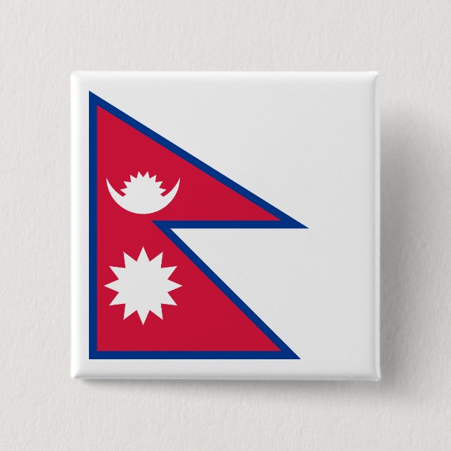 Bóton Quadrado 5.08cm Bandeira do Nepal (Frente)