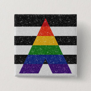 Bóton Quadrado 5.08cm Bandeira do orgulho do aliado do brilho LGBT