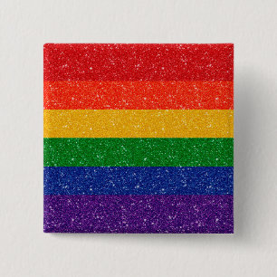 Bóton Quadrado 5.08cm Bandeira do orgulho do arco-íris do brilho do