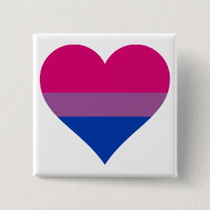 Bóton Quadrado 5.08cm Bandeira do Orgulho LGBTQ Coração Bissexual
