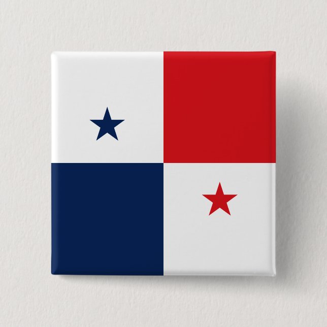 Bóton Quadrado 5.08cm Bandeira do Panamá (Frente)