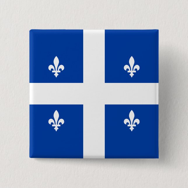 Bóton Quadrado 5.08cm Bandeira do Quebec (Frente)
