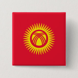 Bóton Quadrado 5.08cm Bandeira do Quirguistão