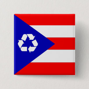 Bóton Quadrado 5.08cm Bandeira do reciclar de Puerto Rico