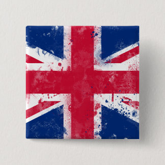 Bóton Quadrado 5.08cm Bandeira do Reino Unido ou do Jack da União