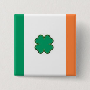 Bóton Quadrado 5.08cm Bandeira do trevo de Ireland
