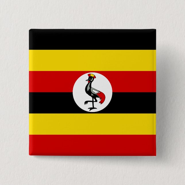 Bóton Quadrado 5.08cm Bandeira do Uganda (Frente)