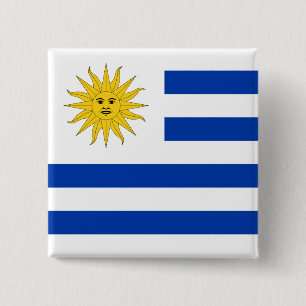 Bóton Quadrado 5.08cm Bandeira do Uruguai