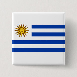Bóton Quadrado 5.08cm Bandeira do Uruguai