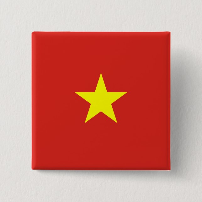 Bóton Quadrado 5.08cm Bandeira do Vietname (Frente)