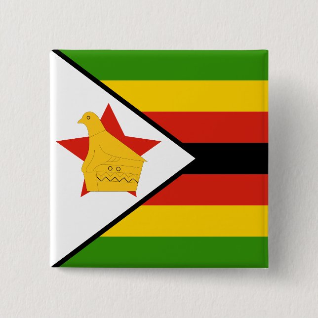 Bóton Quadrado 5.08cm Bandeira do Zimbábue (Frente)