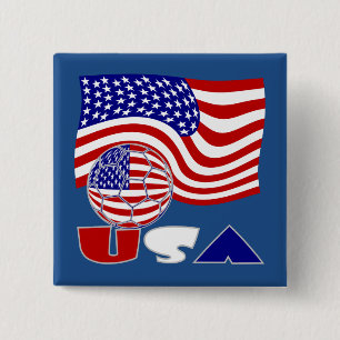 Bóton Quadrado 5.08cm Bandeira dos Estados Unidos EUA Bola de Futebol Am