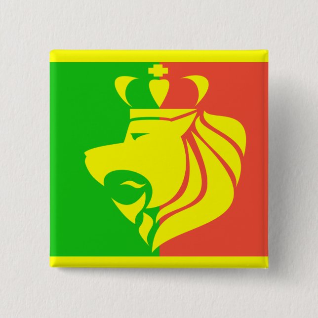 Bóton Quadrado 5.08cm Bandeira e leão da reggae de Rasta (Frente)