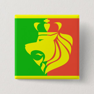 Bóton Quadrado 5.08cm Bandeira e leão da reggae de Rasta