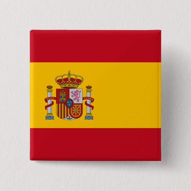 Bóton Quadrado 5.08cm Bandeira Espanhola (Espanha) (Frente)