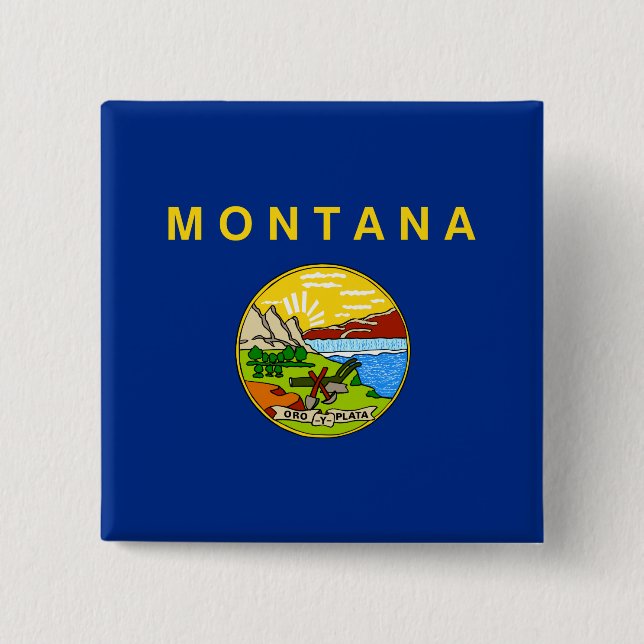 Bóton Quadrado 5.08cm Bandeira estatal de Montana (Frente)