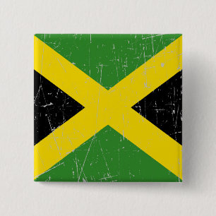 Bóton Quadrado 5.08cm Bandeira jamaicana arrastada e riscada