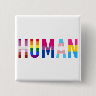 Bóton Quadrado 5.08cm Bandeira LGBT Humana Mês do Orgulho Gay Transgêner