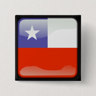 Bóton Quadrado 5.08cm Bandeira lustrada chilena