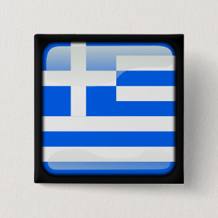 Bóton Quadrado 5.08cm Bandeira lustrada grega