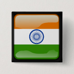 Bóton Quadrado 5.08cm Bandeira lustrada indiano
