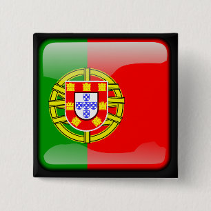 Bóton Quadrado 5.08cm Bandeira lustrada portuguesa