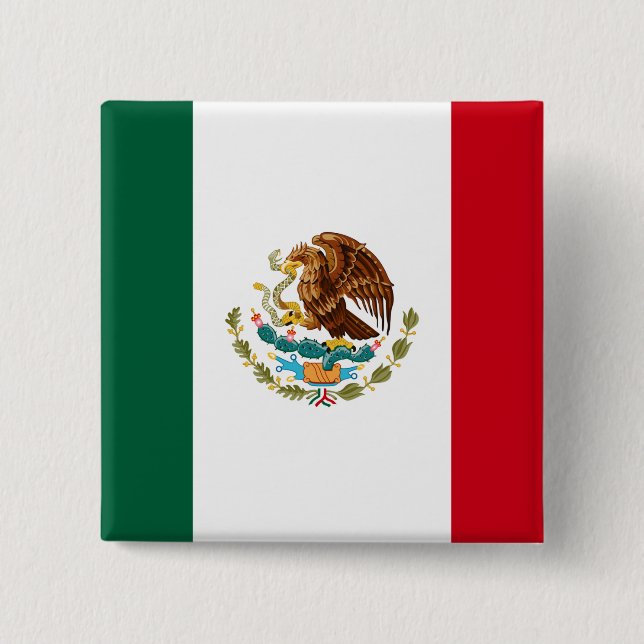 Bóton Quadrado 5.08cm Bandeira mexicana (Frente)