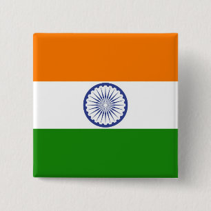 Bóton Quadrado 5.08cm Bandeira nacional de India Ashoka Chakra