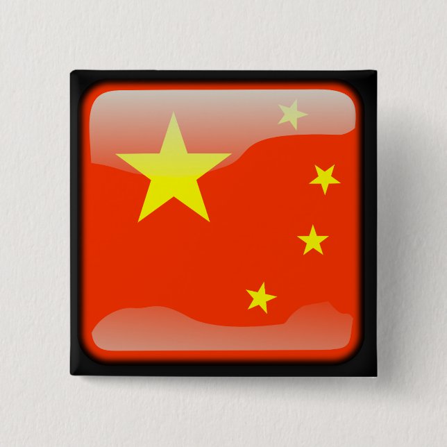 Bóton Quadrado 5.08cm Bandeira polida chinesa (Frente)