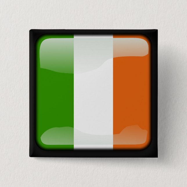 Bóton Quadrado 5.08cm Bandeira polida da Irlanda (Frente)