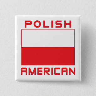 Bóton Quadrado 5.08cm Bandeira Polonesa Americana