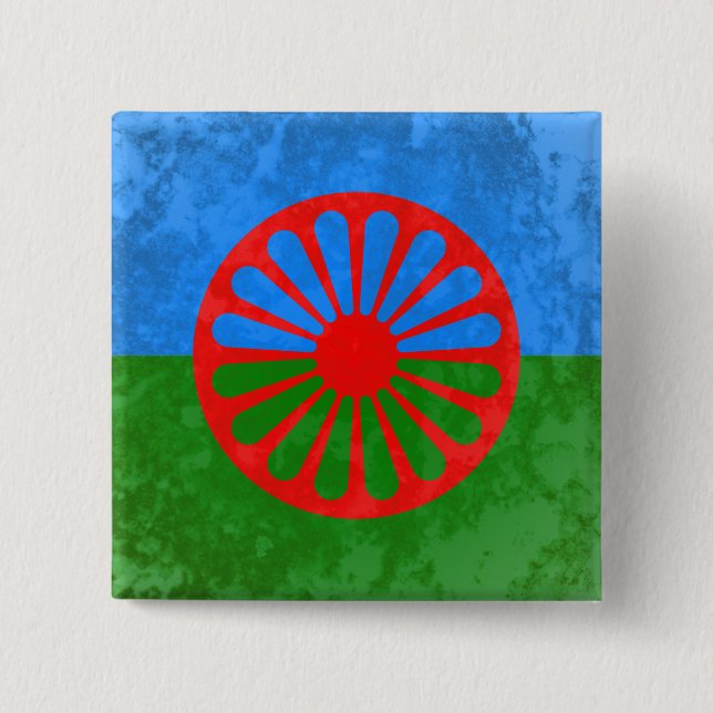 Bóton Quadrado 5.08cm bandeira romani (Frente)