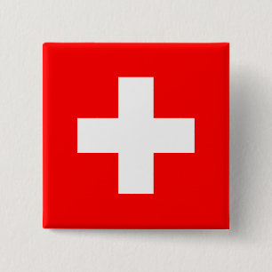 Bóton Quadrado 5.08cm Bandeira Suíça