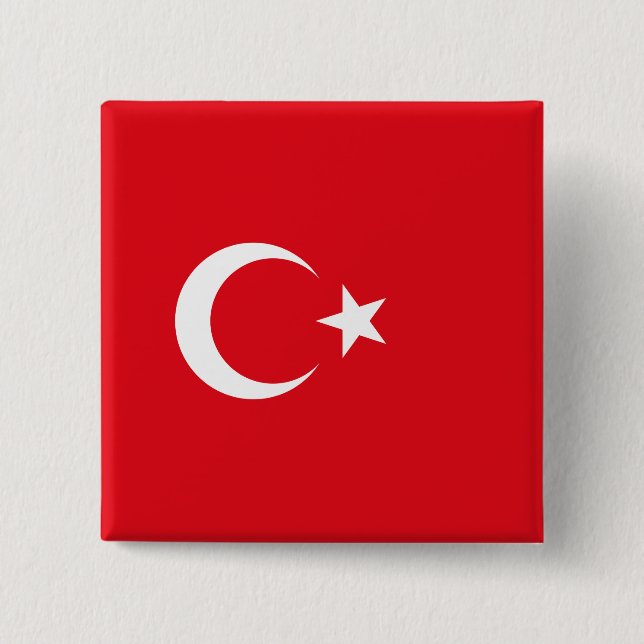 Bóton Quadrado 5.08cm Bandeira Turca (Turquia) (Frente)