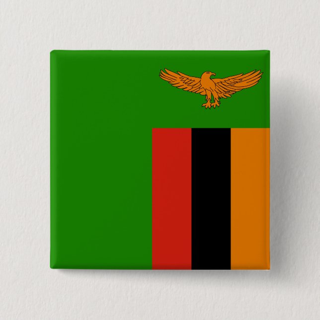 Bóton Quadrado 5.08cm Bandeira Zâmbia (Frente)