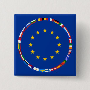 Bóton Quadrado 5.08cm Bandeiras da União Europeia