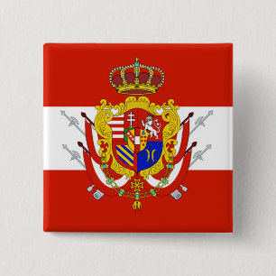 Bóton Quadrado 5.08cm Banner branco vermelho Grão-Ducado da Toscana