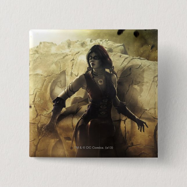 Bóton Quadrado 5.08cm Banner: Super-Homem, Harley (Frente)