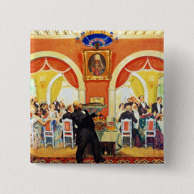 Bóton Quadrado 5.08cm Banquete Wedding, 1917 (Frente)