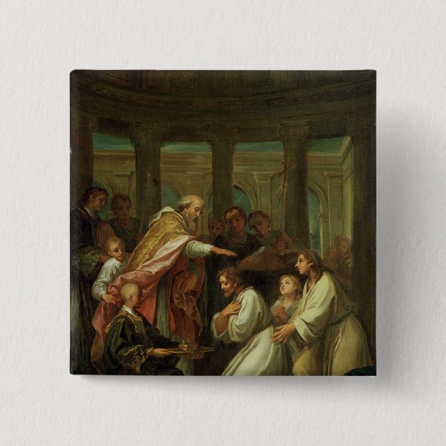 Bóton Quadrado 5.08cm Baptismo de St Augustine (Frente)