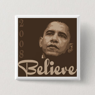 Bóton Quadrado 5.08cm Barack acredita o botão