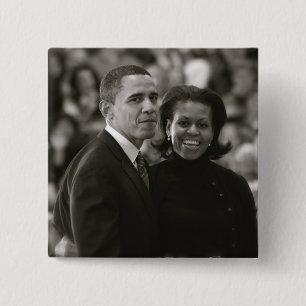 Bóton Quadrado 5.08cm Barack e botão de Michelle Obama
