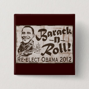 Bóton Quadrado 5.08cm Barack e engrenagem de Obama 2012 do rolo