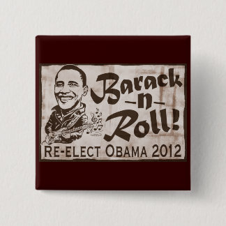 Bóton Quadrado 5.08cm Barack e engrenagem de Obama 2012 do rolo