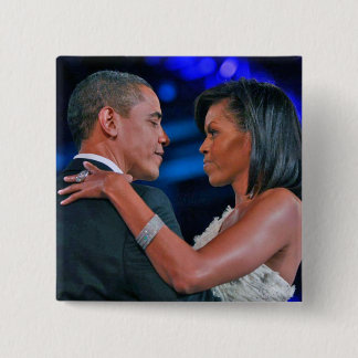 Bóton Quadrado 5.08cm Barack e Michelle Obama dançando na Inaugural Bal