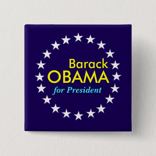 Bóton Quadrado 5.08cm Barack Obama (Frente)
