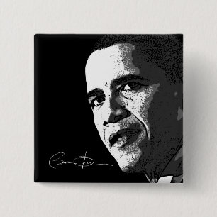 Bóton Quadrado 5.08cm Barack Obama - botão